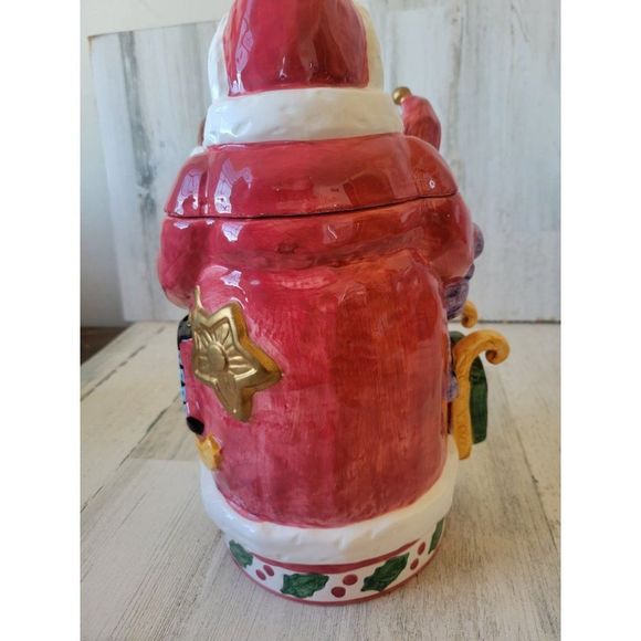 Lotus vintage Santa cookie jar Christmas jester teddy bear ceramic canister Xmas - Picture 5 of 11